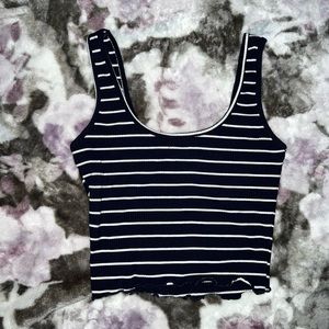 Women’s Small/Medium Navy Blue and White Striped Tank Top Crop top